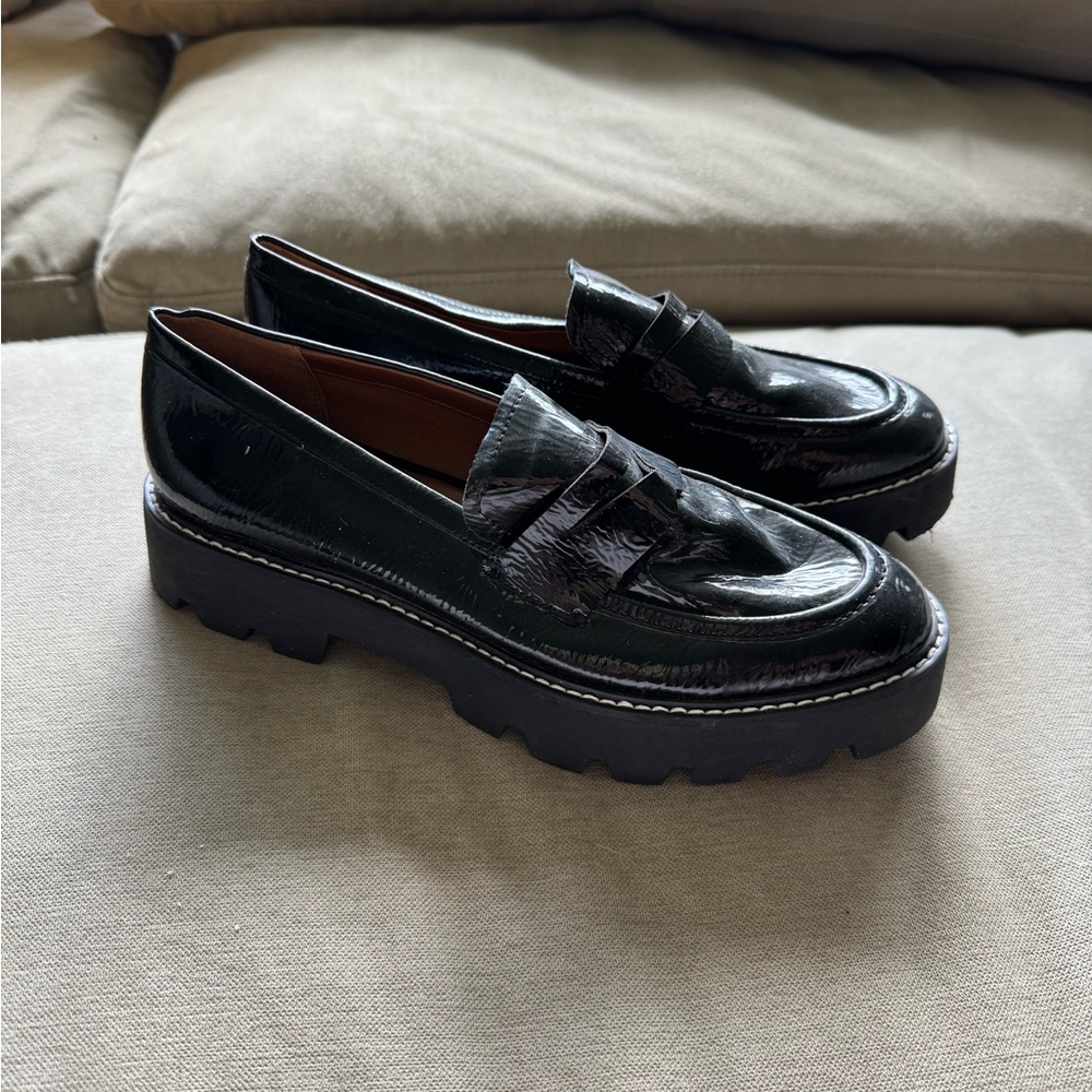 Franco Sarto Black Patent Leather Loafers